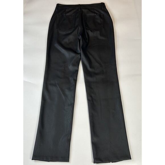 Kancan Pants Womens 26 Faux Leather Slit Flare Leg Black Pockets Classy - Picture 10 of 11